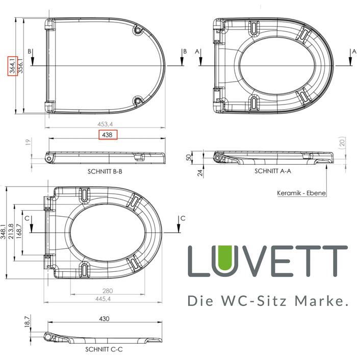 Сидіння для унітаза LUVETT D140 D-подібне, чорне, з мікроліфтом SoftClose та функцією швидкого знімання TakeOff