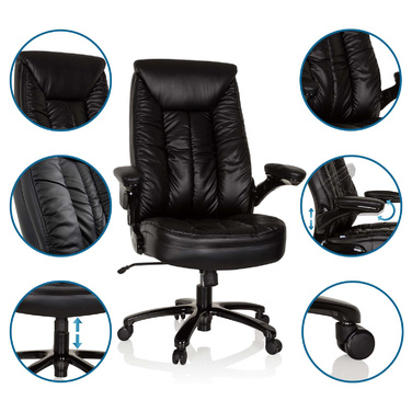 Надміцне крісло / офісне крісло INSTRUCTOR III XXL Шкіра чорна hjh OFFICE