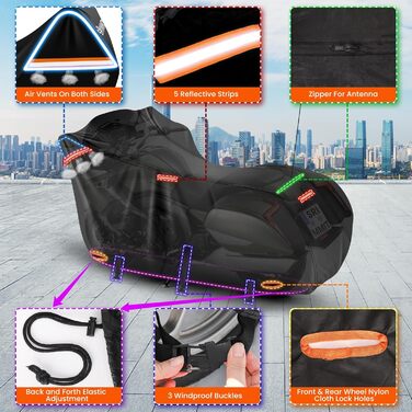 Чохол для мотоцикла 420D водонепроникний, захист від дощу та UV, для Harley Davidson Road King, Touring, XL (218x99x129 см), чорний