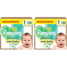 Дитячі підгузки Pampers Harmonie розмір 1 (2-5 кг), гіпоалергенні, на рослинній основі, 180 шт