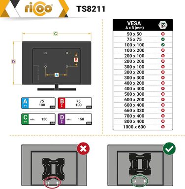 Кріплення для монітора RICOO TS7011: підставка для монітора 12-27 дюймів, кріплення VESA 75/100, настільний кріплення для комп'ютера