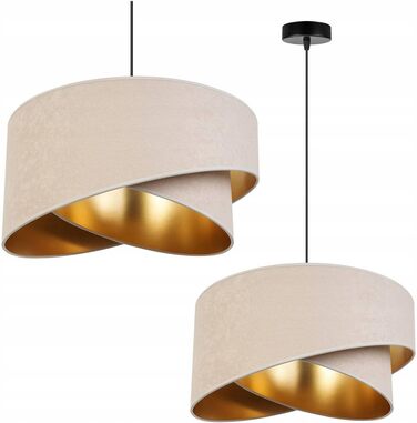 Світильник підвісний Light-Home Milan Elegant, дизайнерський металевий з велюровим абажуром, сучасна люстра для вітальні, спальні, їдальні, 1 лампа, бежевий і сірий