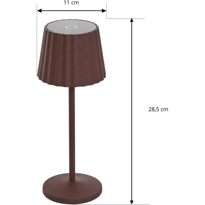 Lindby LED акумуляторна настільна лампа з димером, бездротова, з датчиком дотику, портативна, для внутрішнього та зовнішнього використання, IP54, для саду (Коричнева)