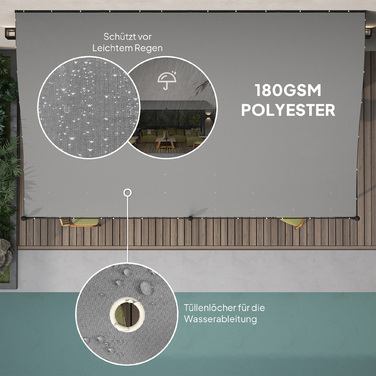 Альтанка Outsunny Extension Pergola з дахом, водовідштовхувальний навіс для альтанки, окремо стояча садова альтанка Патіо Навіс для альтанки Захист від сонця для саду патіо приблизно 3x5x2,5 м Темно-сірий