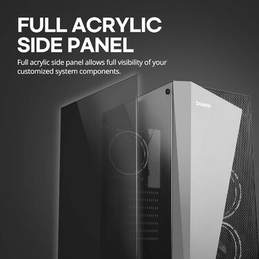 Корпус для ПК Zalman S4 Plus Mid Tower ATX, акрилова панель, 3x RGB 120мм вентилятори, чорний