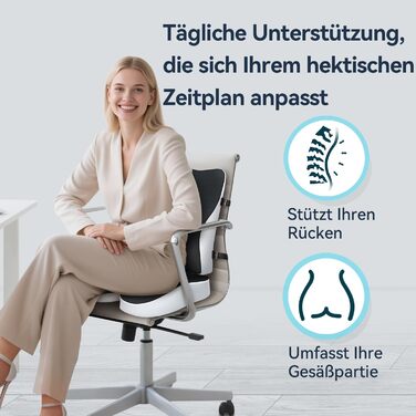 Подушка для сидіння з піни з ефектом пам'яті Travel Ease + поперекова підтримка для офісного крісла, авто, дому та подорожей, чорна