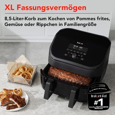 Фритюрниця з гарячим повітрям Instant VersaZone XXL 8.5 л, цифрова, 8-в-1, чорна, 1700 Вт, одна велика або дві камери, для смаження, випікання, грилю, сушки та розігріву