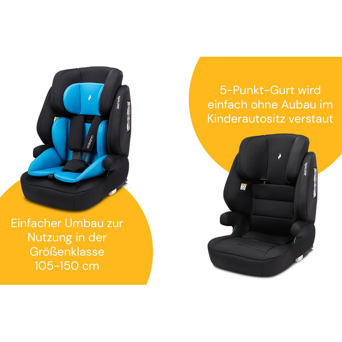 Дитяче автокрісло Osann Jazzi Isofix i-Size 76-150 см, зростаюче, для дітей від 1 року, синє