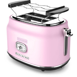 Тостер Westinghouse Retro Pink, 2 тости, широкі слоти, підставка для підігріву, 815 Вт