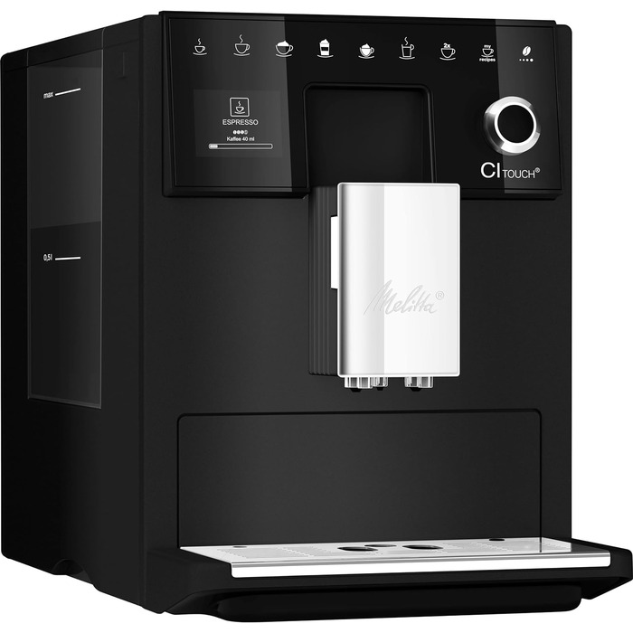 Кавомашина Melitta CI Touch з млинком і капучинатором, автоматична кавоварка для еспресо та капучино, чорна матова