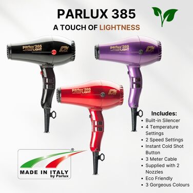 Фен Parlux Powerlight Black для волосся, чорний, професійний