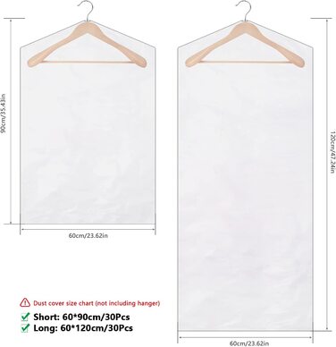 Чохли для одягу Tigerkinwit 30 шт 60x90 см прозорі