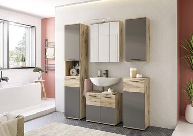 Високий шафа для ванної Xonox Home Mason X12B8711, сірий, 37x190x34 см
