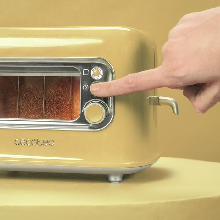 Тостер Cecotec RetroVision жовтий, 2 відділення, 700 Вт, ретро-дизайн, автоматичне вимкнення