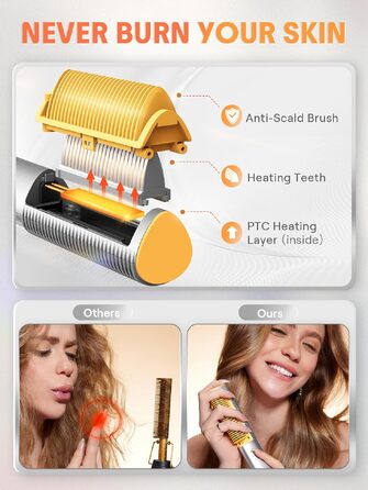 SHEGLAM 3D-іонна вирівнювальна щітка з 24К золотими пластинами, анти-опіковий захист, швидкий нагрів за 60с, автовимкнення для гладкого та шовковистого волосся
