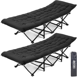 Складане польове ліжко Overmont 190x71x36 см, до 250 кг, 2400D Оксфорд з бічною кишенею і сумкою для перенесення, для кемпінгу, саду, офісу