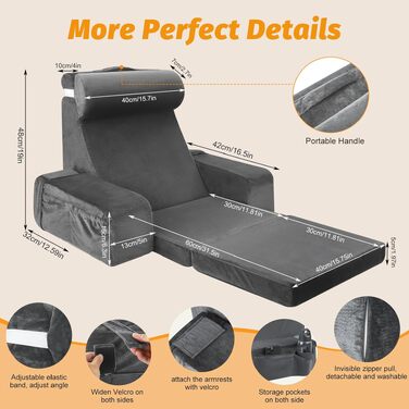 Подушка для спини та шиї з Memory Foam для ліжка та дивана з підлокітниками та сидінням - зручна подушка для читання, ігор та перегляду телевізора