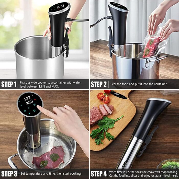 Sous Vide Garer WiFi 1100W - Занурювальний циркулятор для су-від з точним контролем температури (25-95°C) та таймером, IPX7 водонепроникний