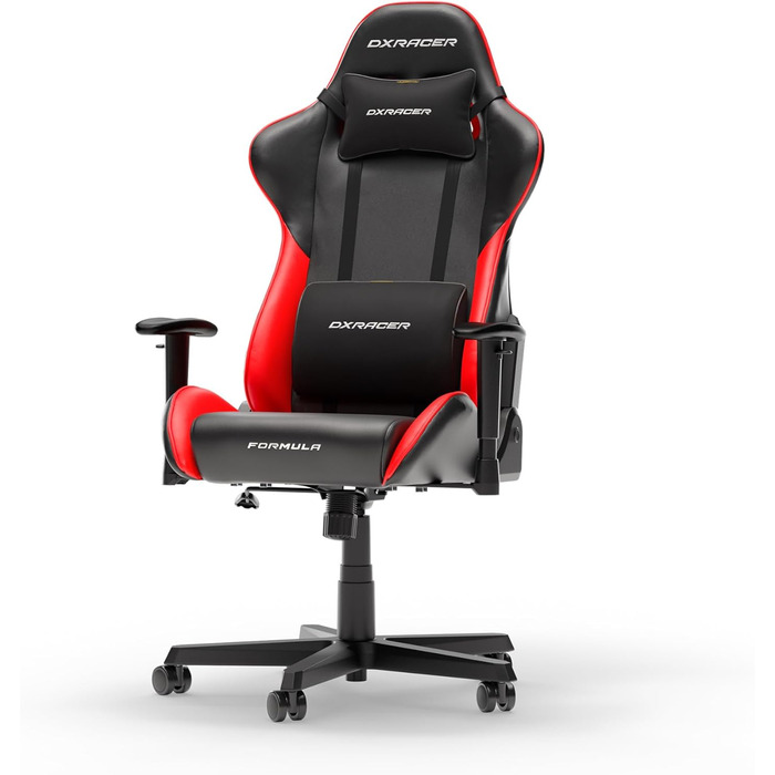 Крісло ігрове DXRacer Formula L з ПВХ шкіри - Оригінальне ергономічне крісло для геймерів та офісу (Чорний & Червоний, FD23)