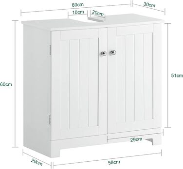Тумба під умивальник SoBuy BZR18-W, біла, для ванної, 60x60x29 см