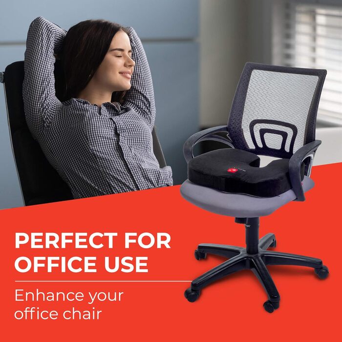 Ортопедична гелева подушка Ergonauts для сидіння — проти ковзання, з ефектом пам'яті, для офісного крісла та автомобіля, для полегшення болю у спині, куприку та при ішіасі