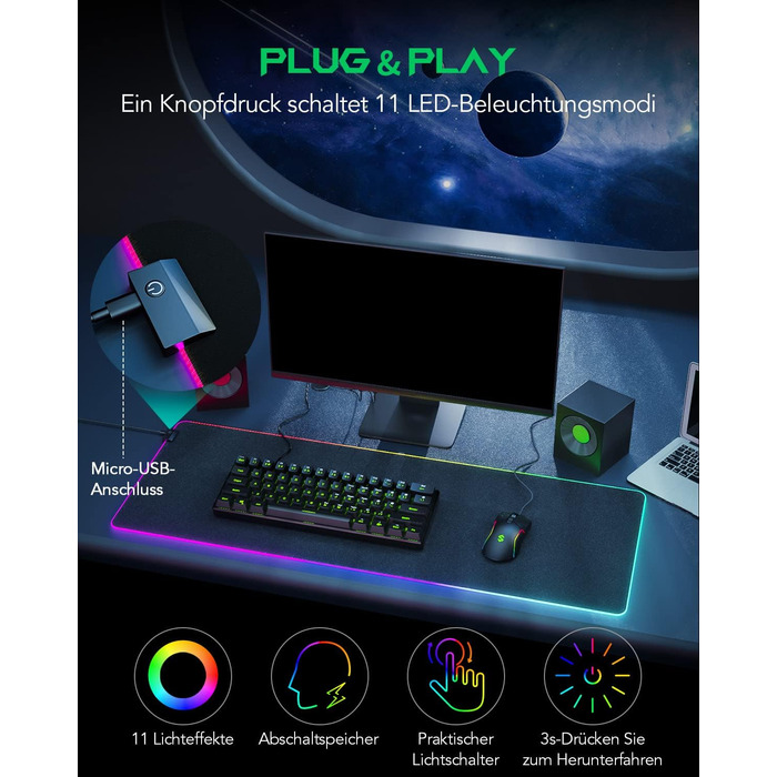 Ігрова мишка Pad Black Shark XXL 1200 x 600 мм - великий килимок для миші з водовідштовхувальним покриттям та антиковзною основою. Аксесуар для геймінгу Manta P4 (RGB)