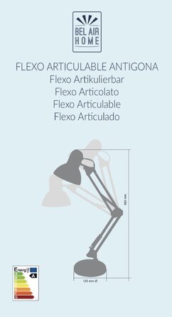 Настільна лампа Bel Air Home Antigona Flexo LED, ретро-вінтаж, E27, USB, металева, жовта, матова, енергозберігаюча, для офісу, спальні, читання (без лампочки)