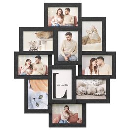 Фоторамка SONGMICS на 10 фото 10x15 см, колір чорний, матеріал МДФ - RPF20WT
