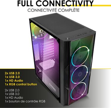 EMPIRE GAMING Diamond – ігровий корпус для ПК ATX, ARGB підсвітка, фасад із діамантового плексигласу, бічна дверцята із загартованого скла, 4 вентилятори 120 мм з адресною RGB LED 5V