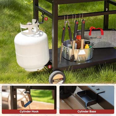 Royal Gourmet Grillwagen: Робочий стіл-гриль для барбекю на вулиці, 85x50 см, чорний