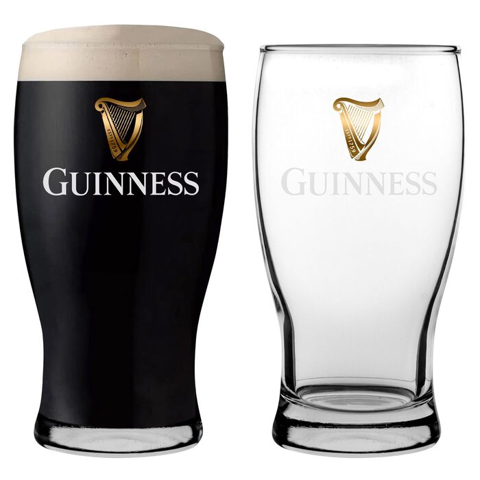 Склянки для пива Guinness Pint 2X 568 мл - Набір келихів для крафтового пива, лагер, ель - Міцне скло для бару та кухні