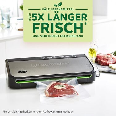 Вакууматор для продуктів Foodsaver FFS005X з вбудованим відсіком для рулонів, режимом для делікатних продуктів та набором пакетів