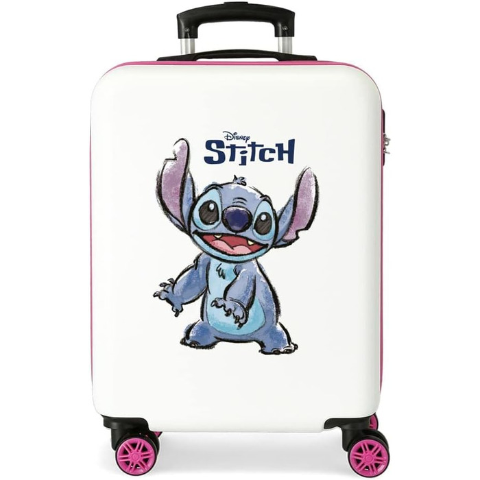 Дитяча валіза Disney Stitch 38x55x20 см, біла, ABS, 35 л, 2 кг, ручна поклажа з кодовим замком та 4 подвійними колесами