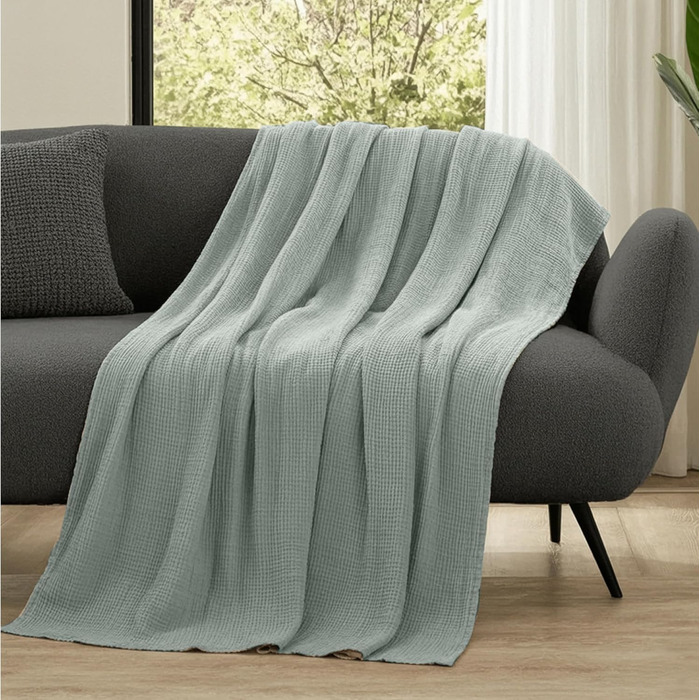 Муслінова покривало Dreamzie 220x240 см, 100% бавовна, світло-зелене