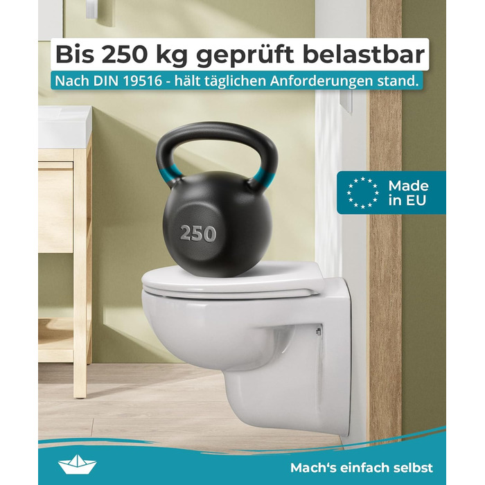 Сидіння для унітаза Calmwaters з мікроліфтом (гігієнічний Duroplast), овальна кришка для унітаза білого кольору, витримує до 250 кг, легкий монтаж, Made in EU