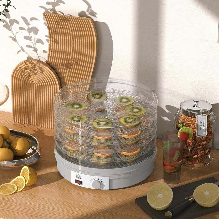 Сушарка для продуктів HOMCOM 245W, 5 лотків, 35-70°C, для фруктів, овочів, м'яса, квітів, без BPA