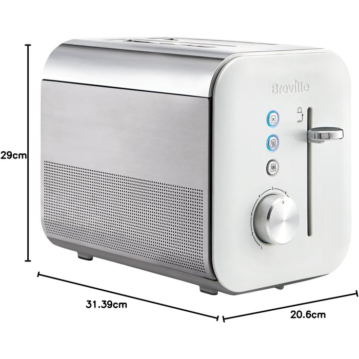 Тостер Breville VTT676 для 2 скибок, білий – глянцева колекція, регулювання ступеня підсмажування