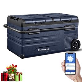 Автомобільний компресорний холодильник AAOBOSI 45л з Wi-Fi, USB зарядкою, LED підсвіткою 12/24V/220V для авто, кемпінгу, подорожей