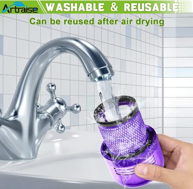Комплект фільтрів Artraise для пилососів Dyson V11 V15, 3 шт, багаторазові, змінні HEPA-фільтри для Dyson V11 V15 SV14 SV22 Absolute Animal Detect Cyclone Extra Pro Torque Drive, сумісні з DY-970013-02 & 97001302