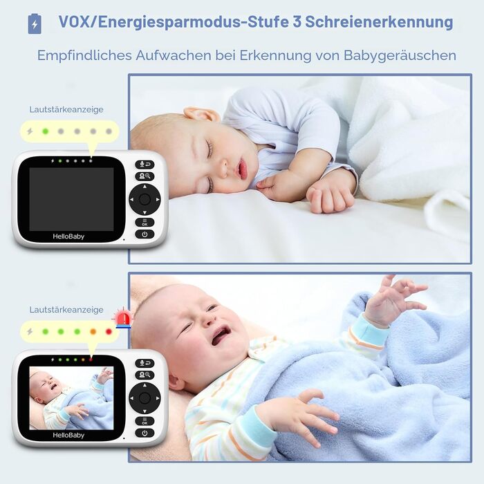 Відеоняня HelloBaby HB6339 з камерою, екраном 3.2 дюйма та двостороннім аудіозв'язком (без WLAN)