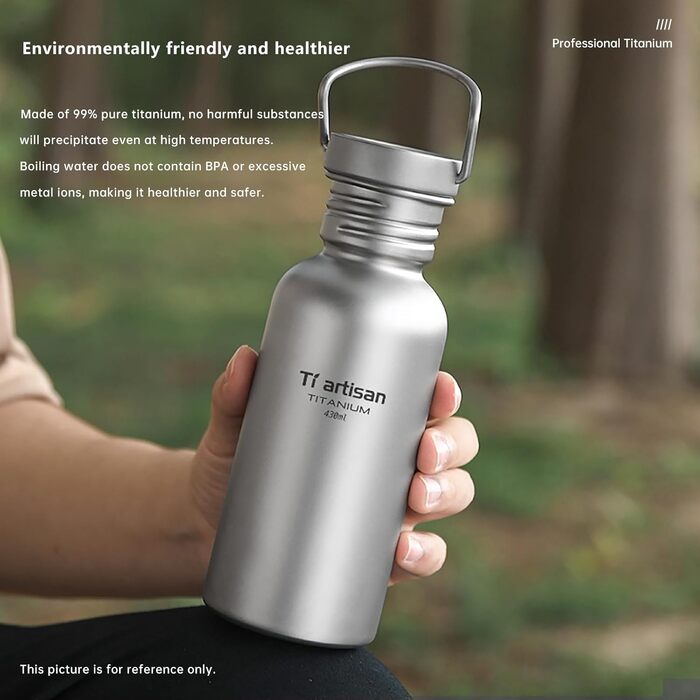 Титанова пляшка для води Ti Artisan Titan-Trinkflasche 750 мл: спортивна, легка, герметична для кемпінгу, хайкінгу, велоспорту