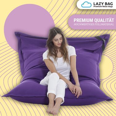 LAZY BAG Великий крісло-мішок Classic XXL 140x180 см | Крісло-мішок 2-в-1 для відпочинку та лежання | Зручні моменти в приміщенні та на вулиці завдяки 4 млн EPS-кульок для ідеальної ергономіки | Прачний чохол (бавовна, фіолетовий)
