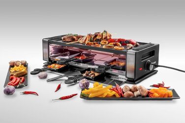 Раклетниця UNOLD 48760 Delice Basic 1200 Вт, для 8 осіб, з натуральним каменем, антипригарна двостороння пластина, нержавіюча сталь