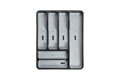 Органайзер для столових приборів Addis Premium Soft Touch, 3-секційний, біло-сірий, пластиковий лоток для кухні