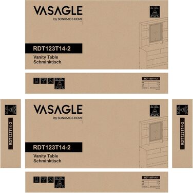 Туалетний столик VASAGLE з LED підсвіткою, 3 кольори та регульована яскравість, дзеркало, полиці, 2 шухляди, білий, сучасний дизайн