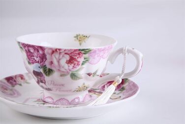 Порцеляновий чайний сервіз London Boutique, 4 предмети: чашки та блюдця з пташками, квітами та метеликами, подарункова коробка