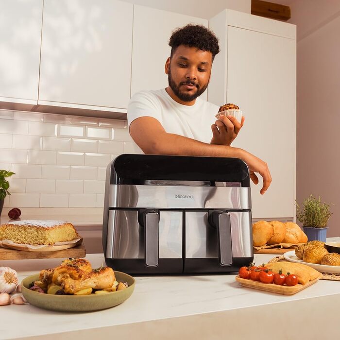 Аерофритюрниця Cecotec CecoFry Advance Double 9 л, 2850 Вт, цифрова, без олії, з двома кошиками та технологією PerfectCook