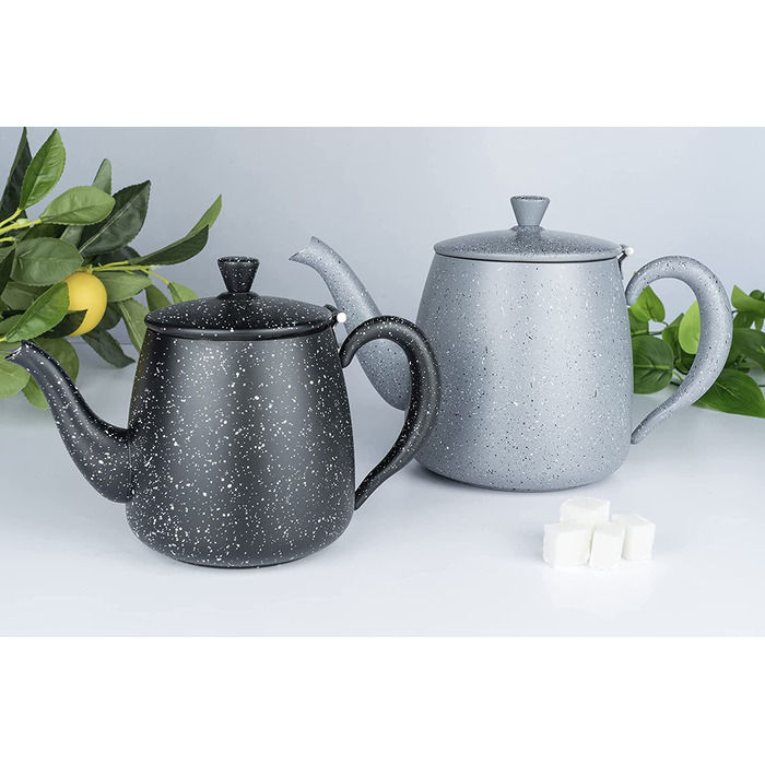 Чайник із нержавіючої сталі Café Olé PT-048GG, 1.35 л, сірий граніт, преміум-якість, безкапельний носик, порожнисті ручки, відкидний кришка