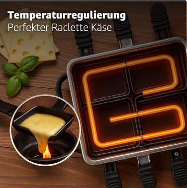 Набір для раклету 8er Raclette – гриль для столу з пательнями та скребком, антипригарна гриль-пластина та кам'яна пластина, прямокутна форма