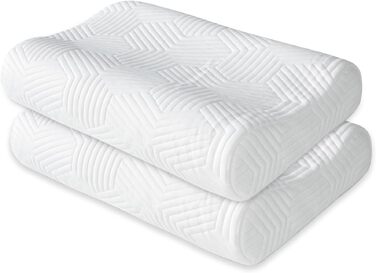 Подушка для шиї з Memory Foam LAMB, регульована висота, ергономічна, знімний чохол (50x36x10/8 см, біла, 2 шт)